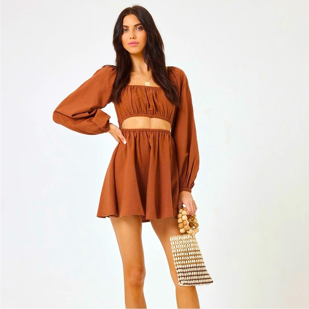 L*Space Rosita Coverup/Mini Dress in Coffee Brown Small NWT